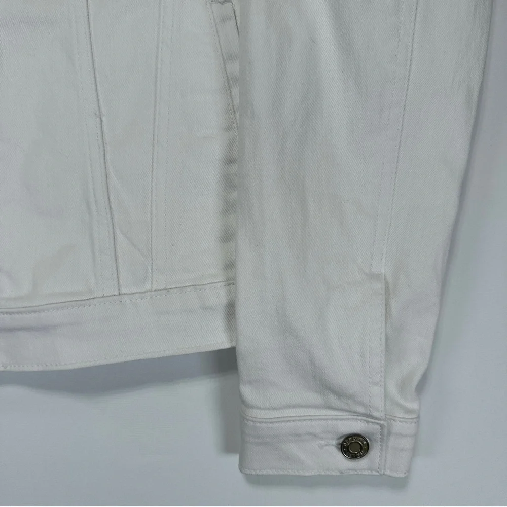GAP White Denim Jacket Cropped Stretch Cotton Classic Trucker Size S NWOT - Picture 4 of 9